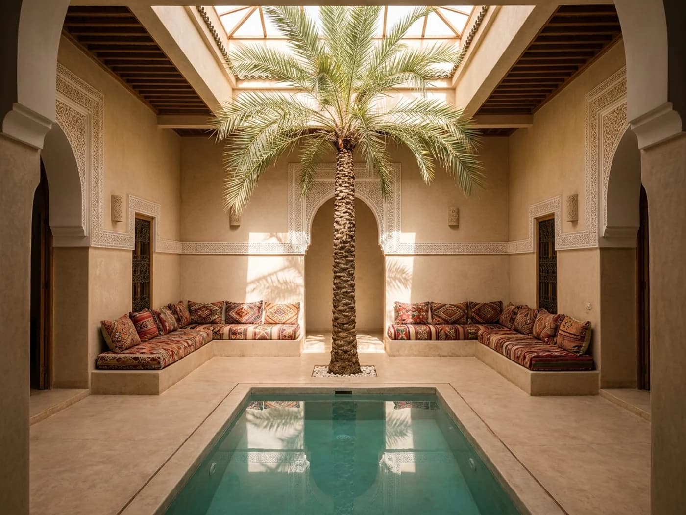 Patio et piscine du Riad Yasmine à Marrakech